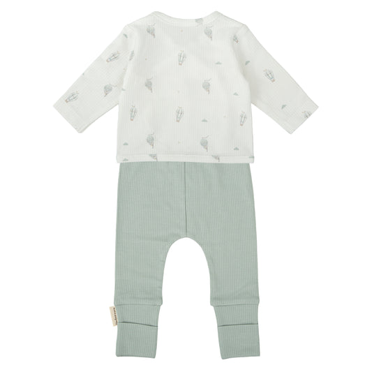 Conjunto jubon y polaina Blue Sky Blanco Verde 0-1 Mes