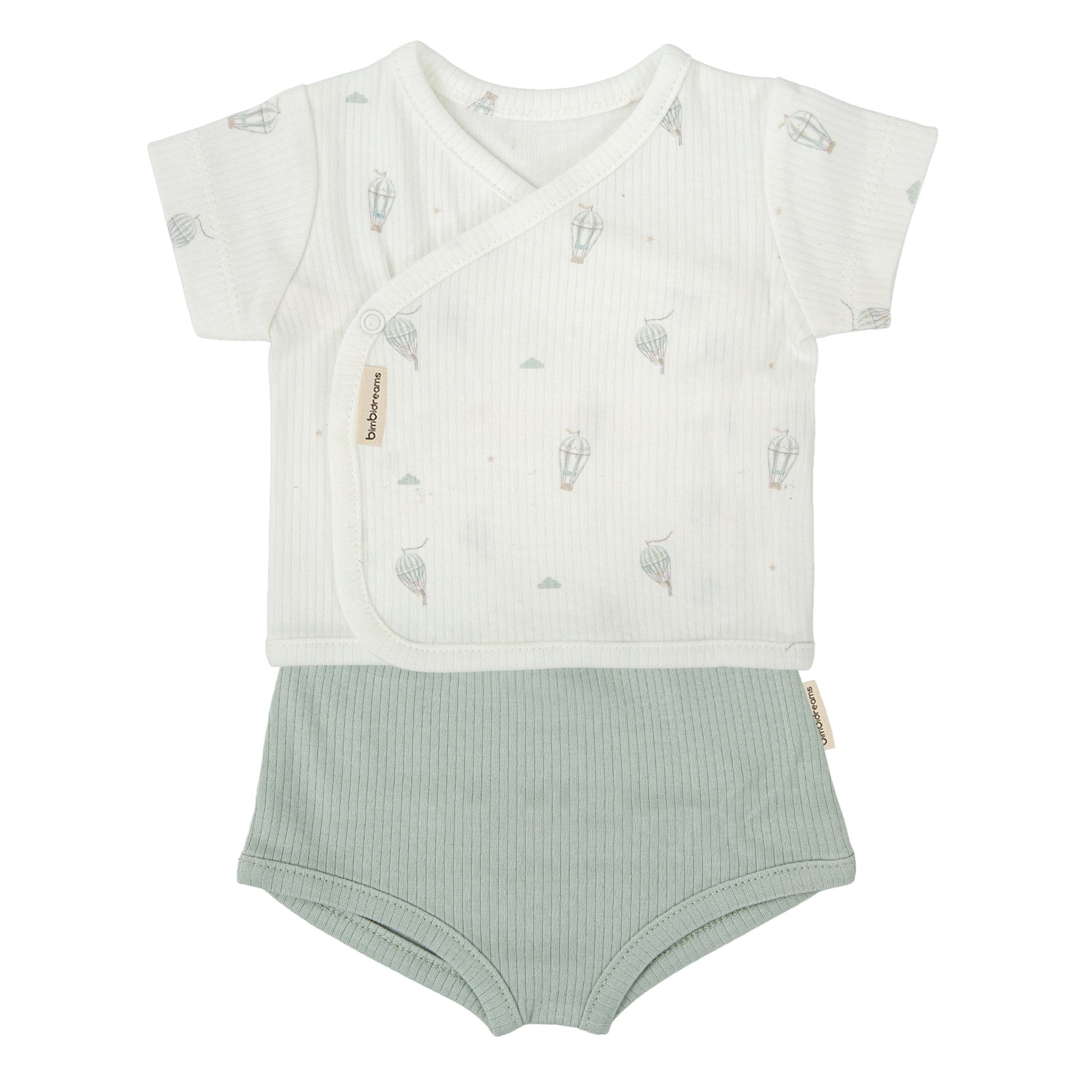 Set Jubón y ranita Blue Sky Blanco Verde 1-3 Meses