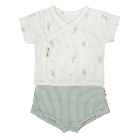 Set Jubón y ranita Blue Sky Blanco Verde 1-3 Meses