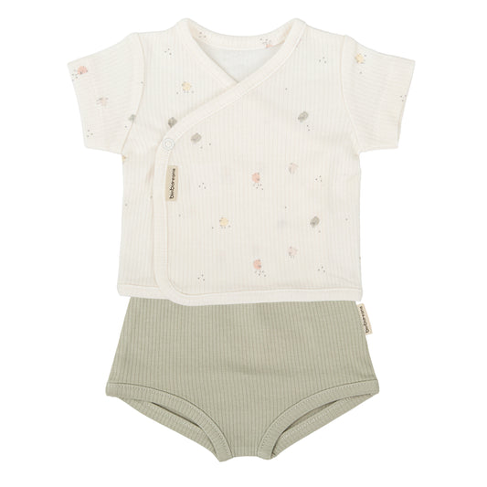 Set Jubón y ranita Chicks Blanco Verde 1-3 Meses