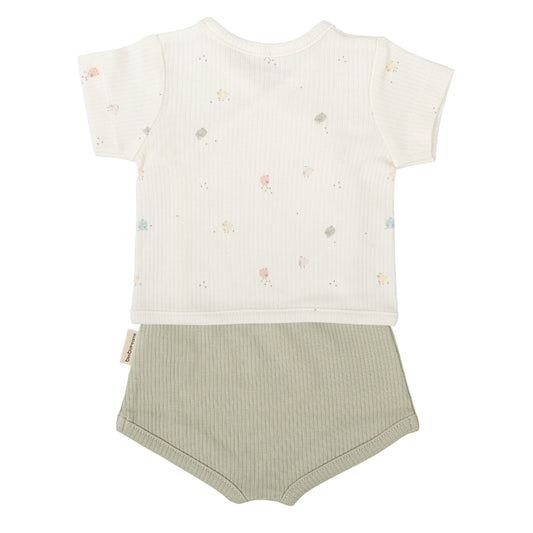 Set Jubón y ranita Chicks Blanco Verde 1-3 Meses